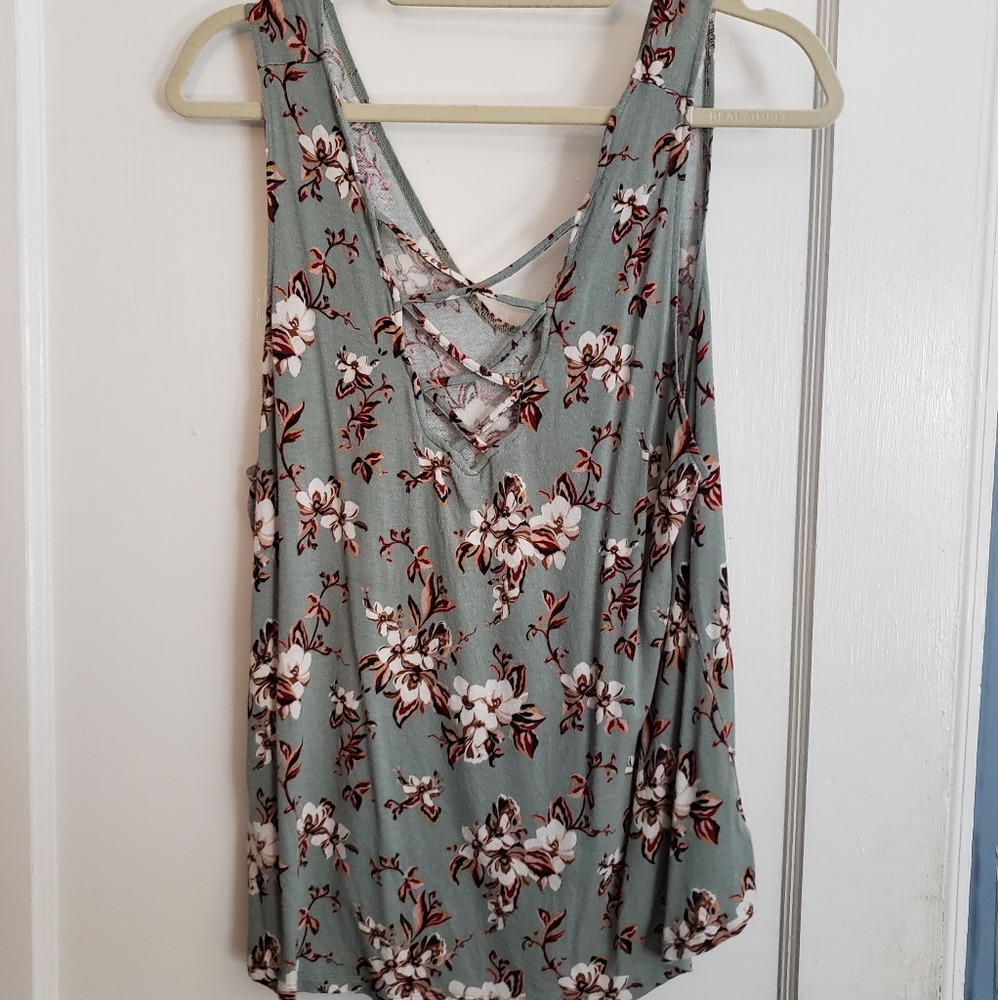 Green floral tank